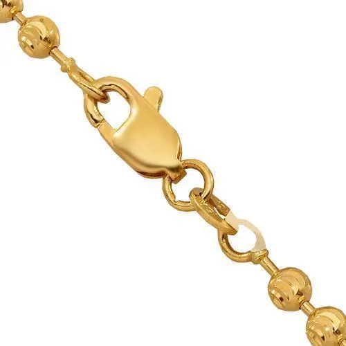 10k Yellow Gold Mens Ball Bead Moon Chain 3 mm
