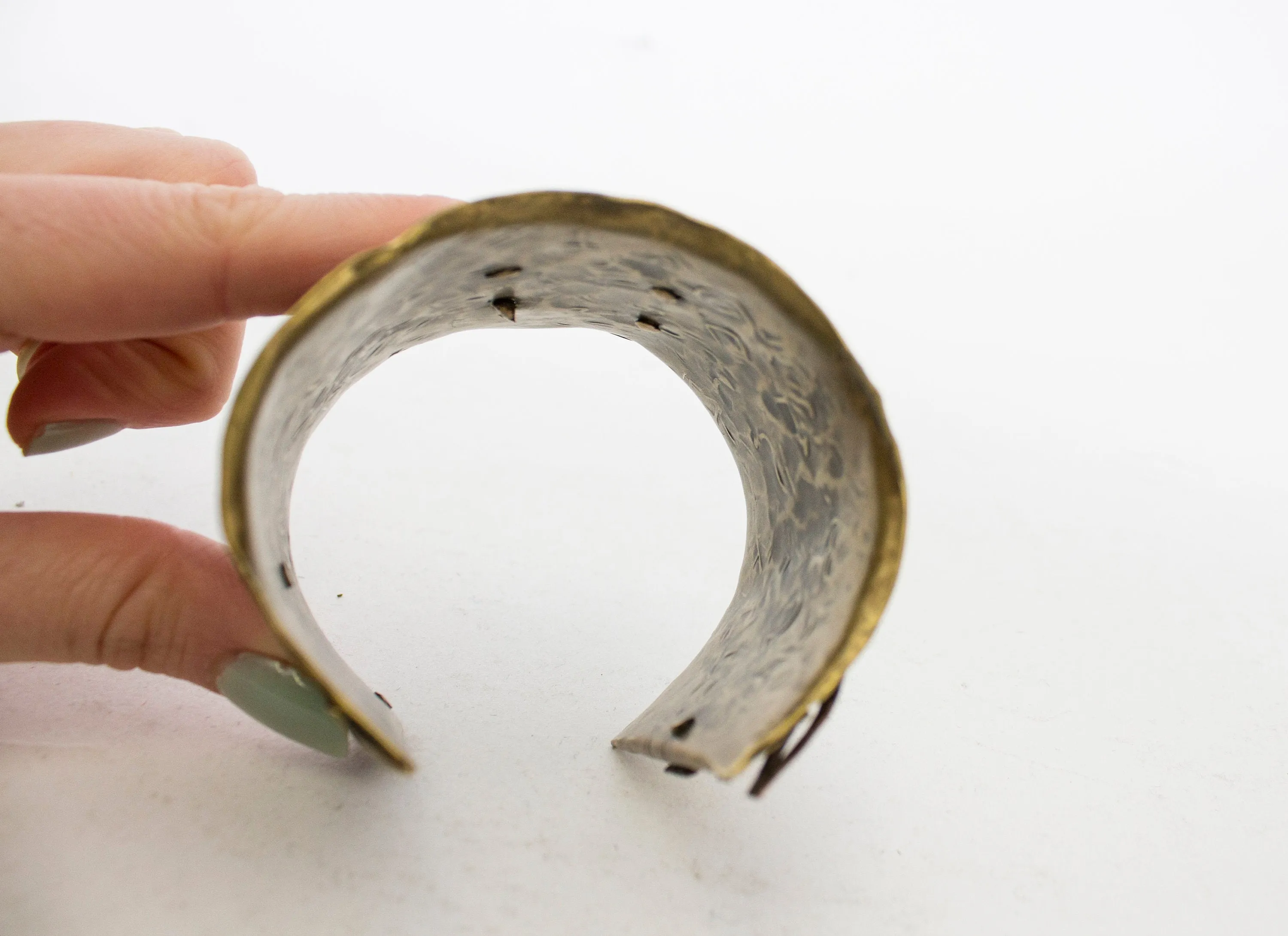 1980s Brutalist Bracelet Metal Cuff Copper Brass Modernist