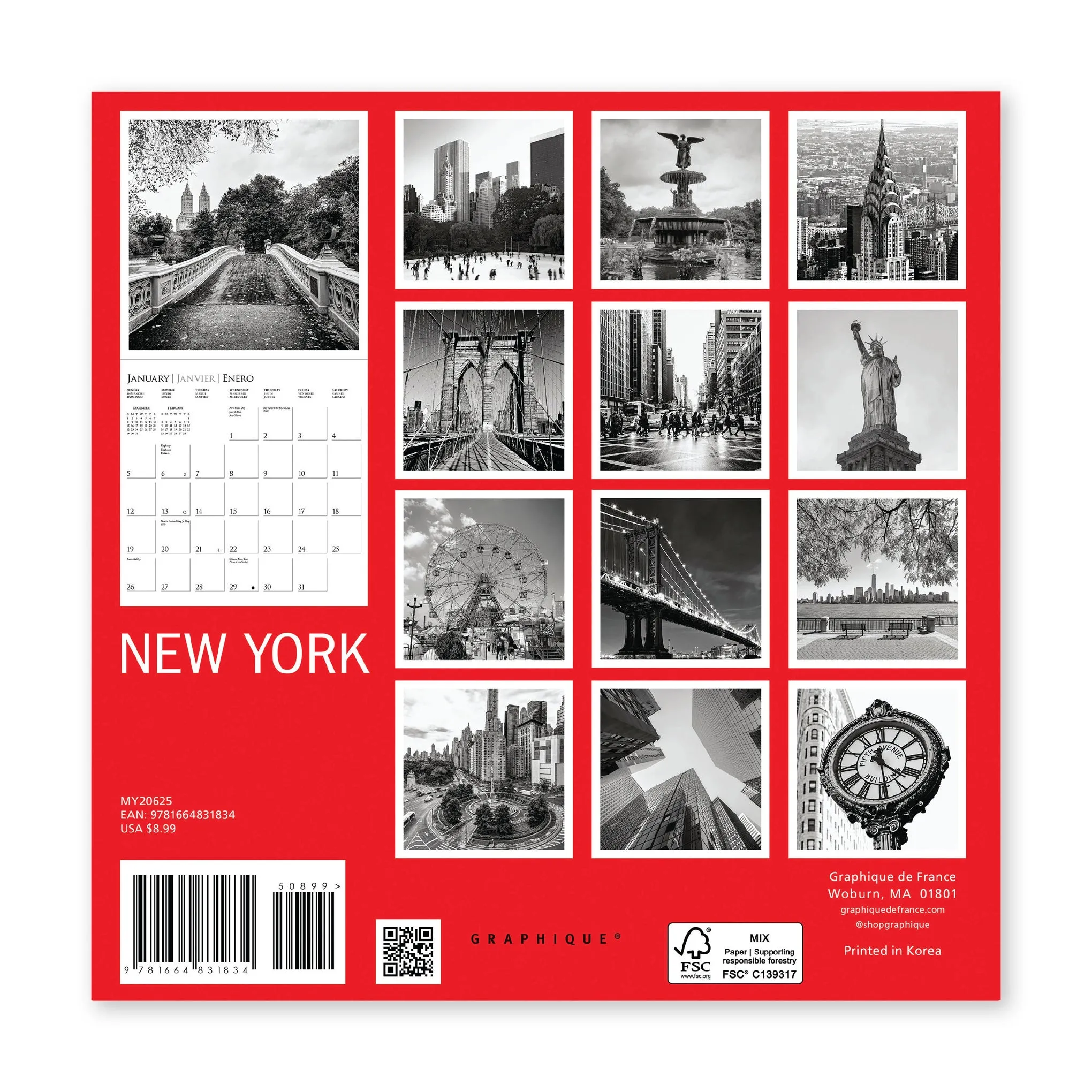 2025 New York Mini Wall Calendar