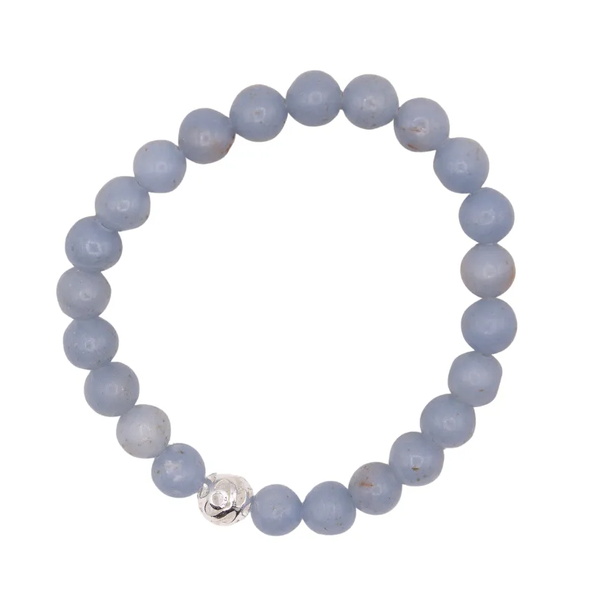 8mm Angelite Beaded Bracelet