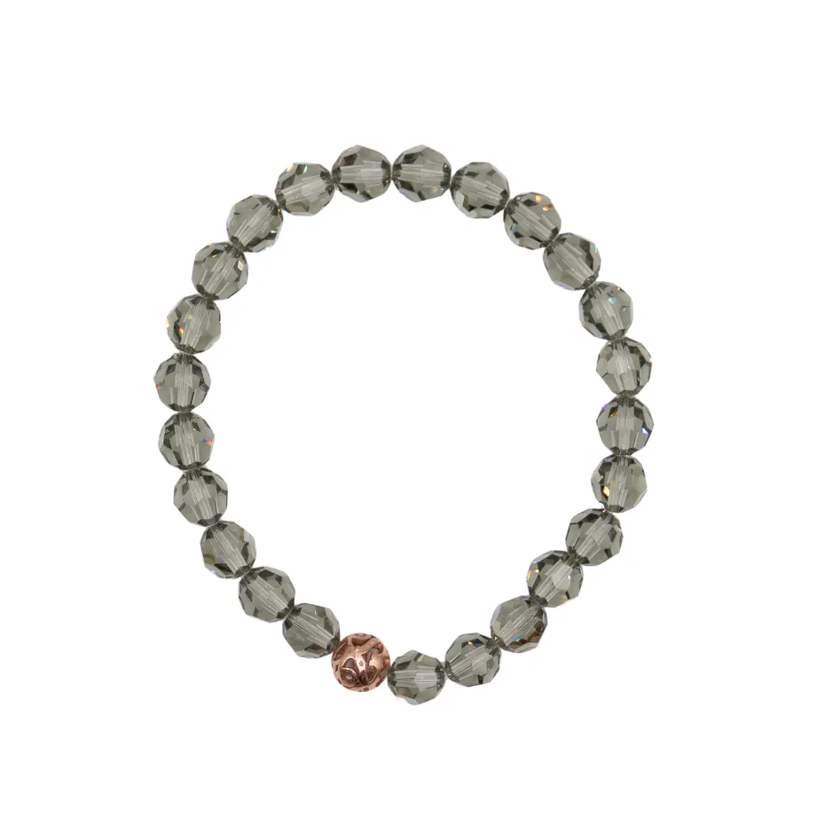8mm Black Diamond Swarovski Beaded Bracelet
