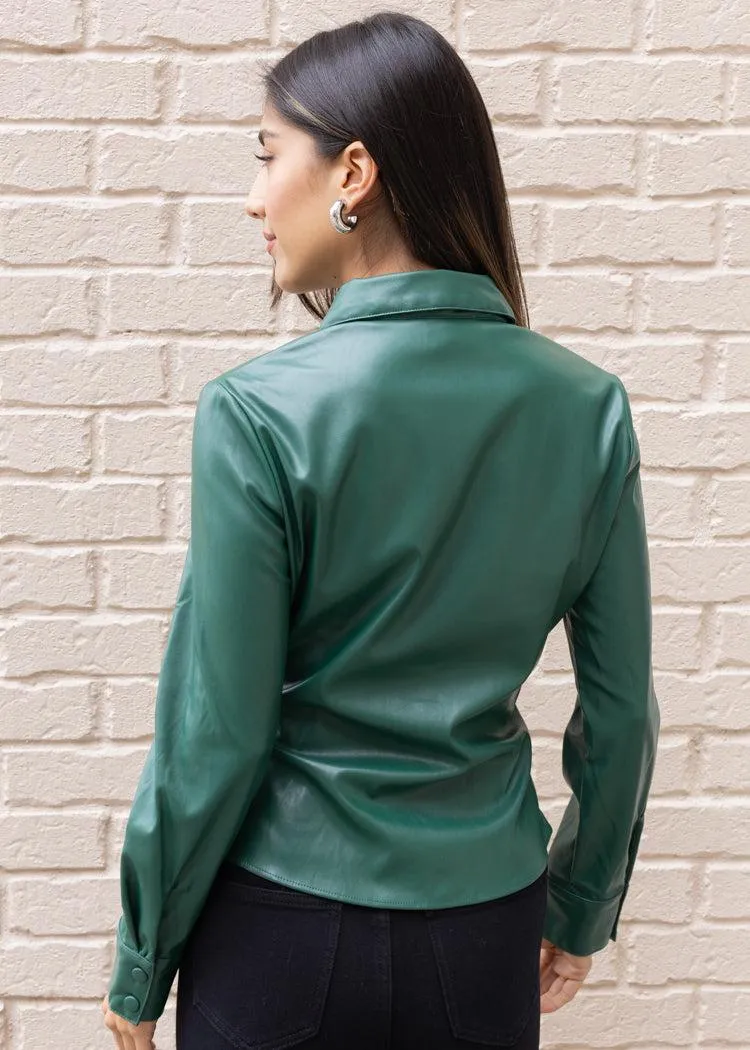 Asheville Leather Button Up Long Sleeve Top ***FINAL SALE***