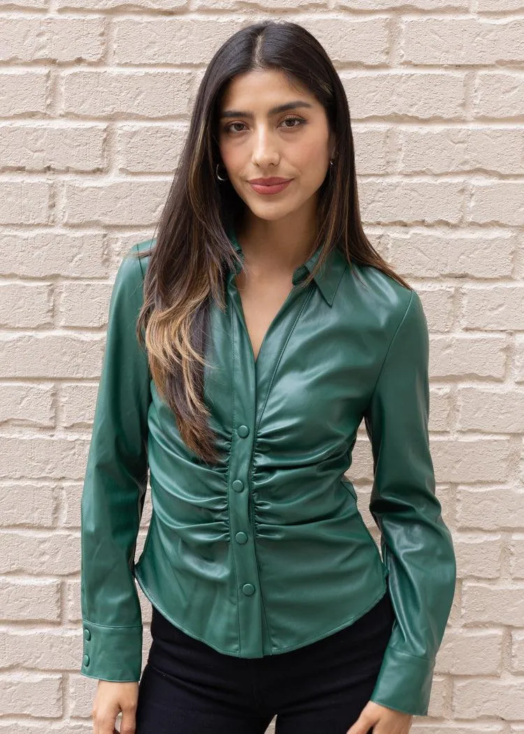 Asheville Leather Button Up Long Sleeve Top ***FINAL SALE***