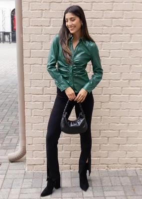 Asheville Leather Button Up Long Sleeve Top ***FINAL SALE***