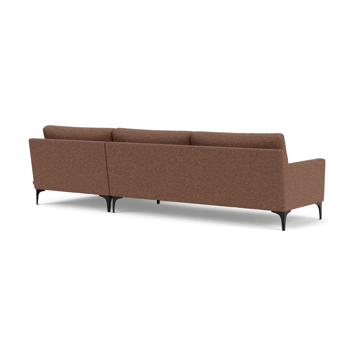 Astha Boucle Right Chaise Sofa (Black Metal, Rust)