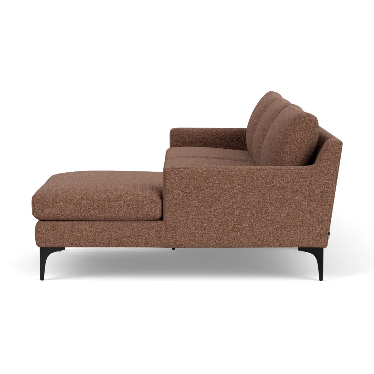 Astha Boucle Right Chaise Sofa (Black Metal, Rust)