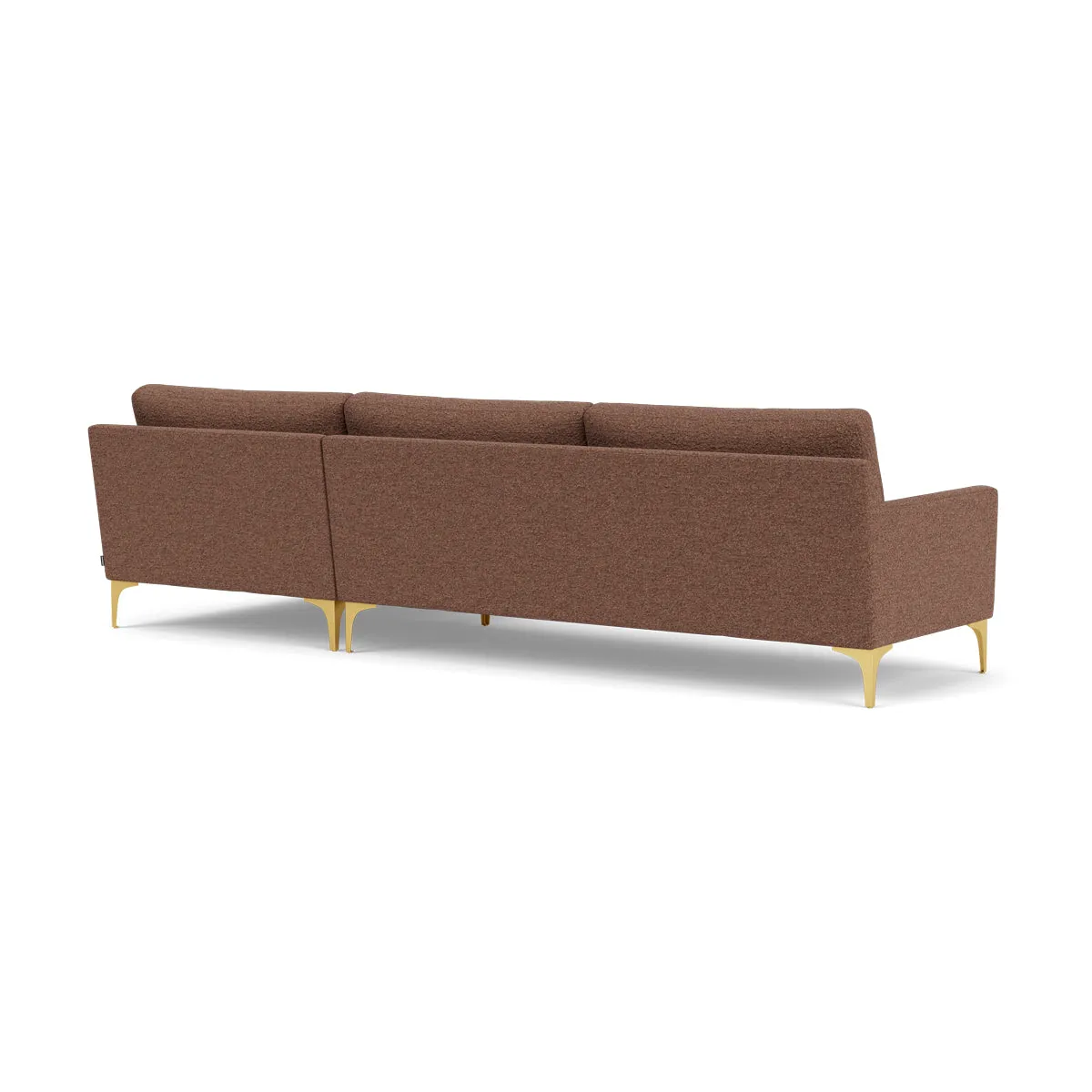 Astha Boucle Right Chaise Sofa (Brass Metal, Rust)