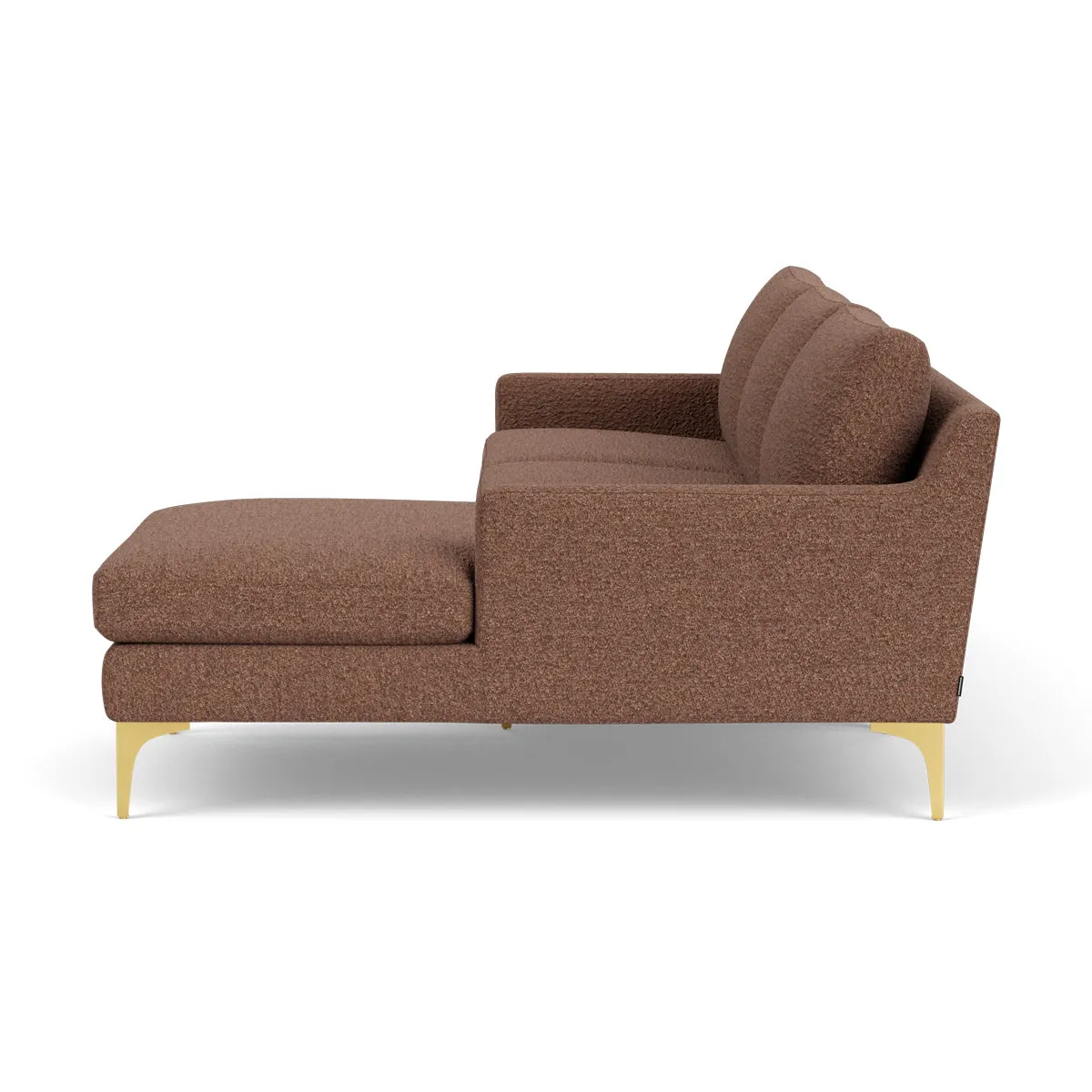 Astha Boucle Right Chaise Sofa (Brass Metal, Rust)