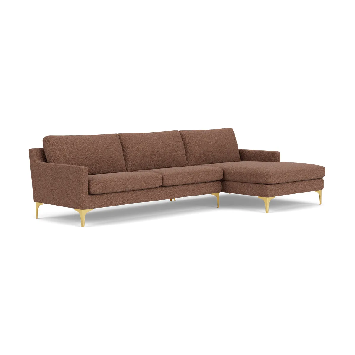 Astha Boucle Right Chaise Sofa (Brass Metal, Rust)