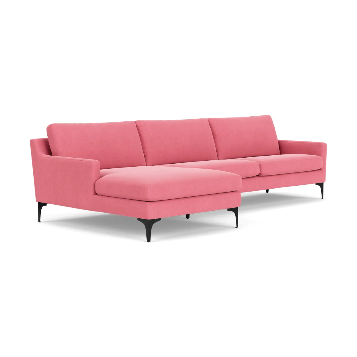 Astha Fabric Left Chaise Sofa (Black Metal, Bubble Gum)