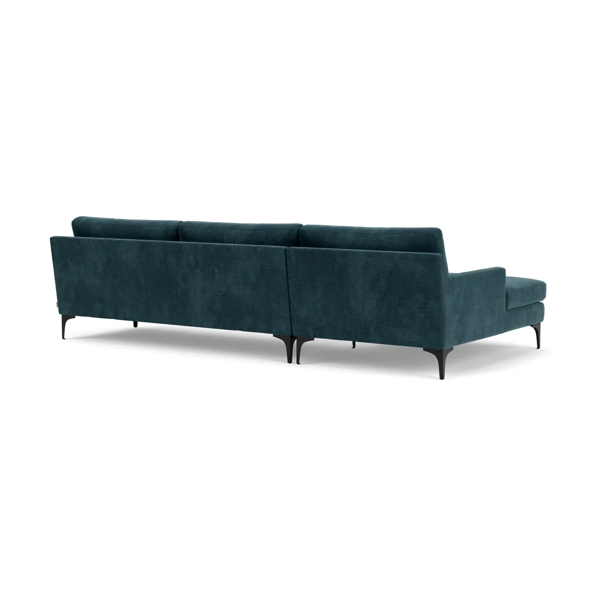Astha Fabric Left Chaise Sofa (Black Metal, Dust Blue)