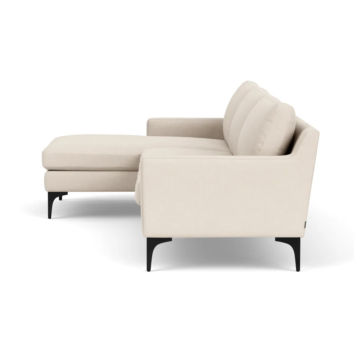 Astha Fabric Left Chaise Sofa (Black Metal, Sand)
