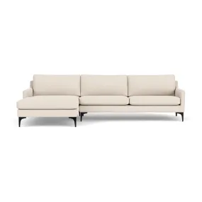 Astha Fabric Left Chaise Sofa (Black Metal, Sand)