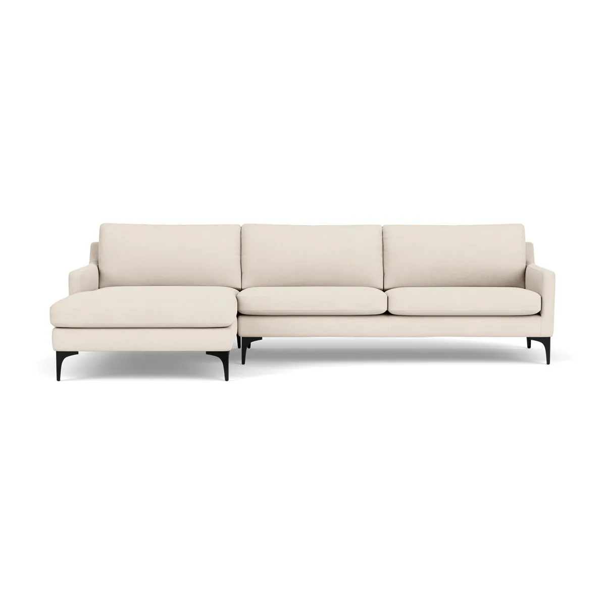 Astha Fabric Left Chaise Sofa (Black Metal, Sand)