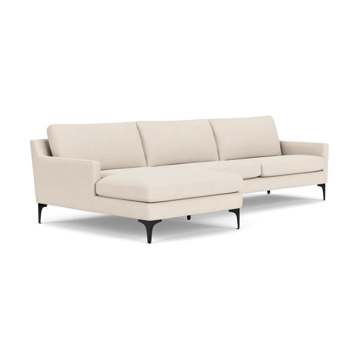 Astha Fabric Left Chaise Sofa (Black Metal, Sand)