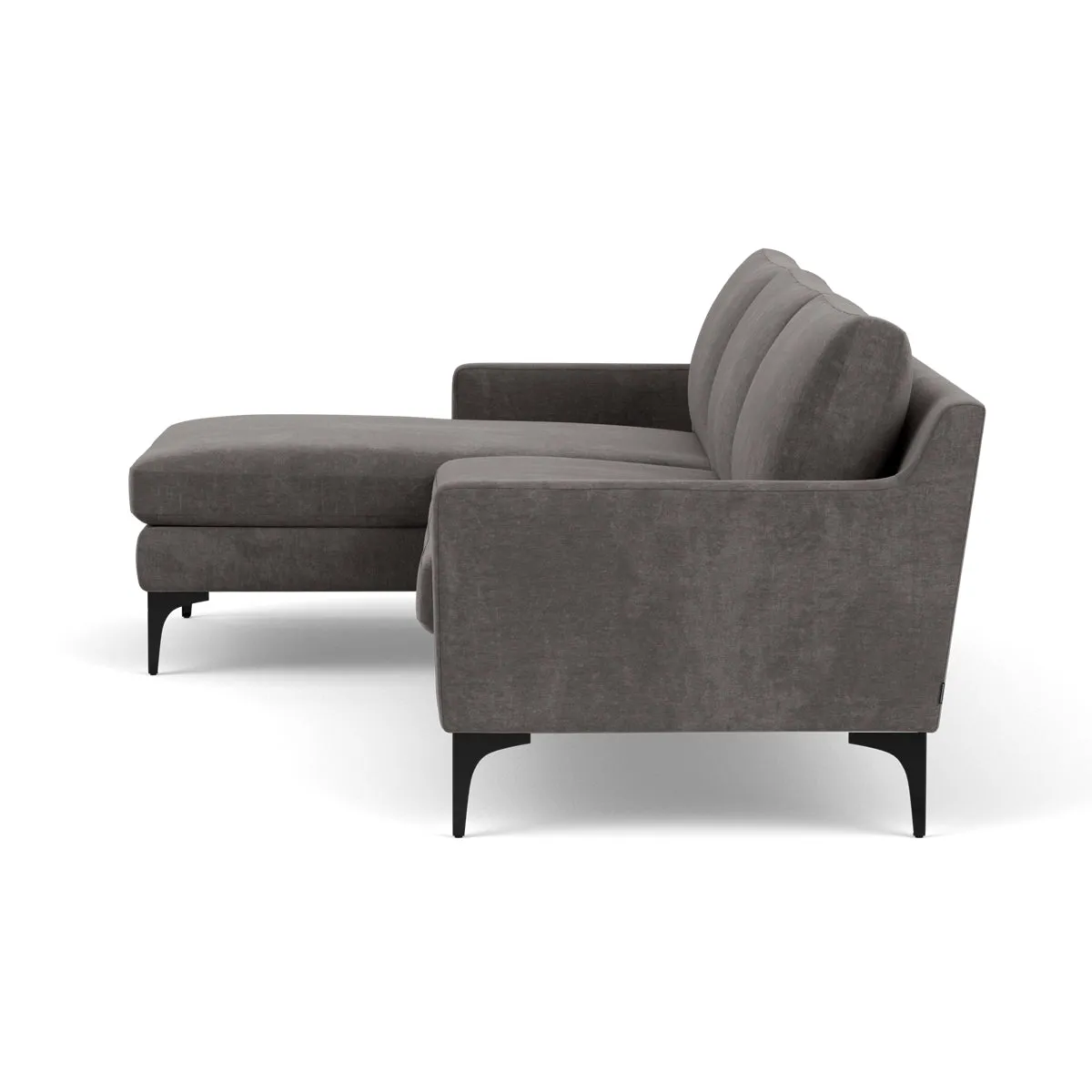 Astha Fabric Left Chaise Sofa (Black Metal, Steel Grey)