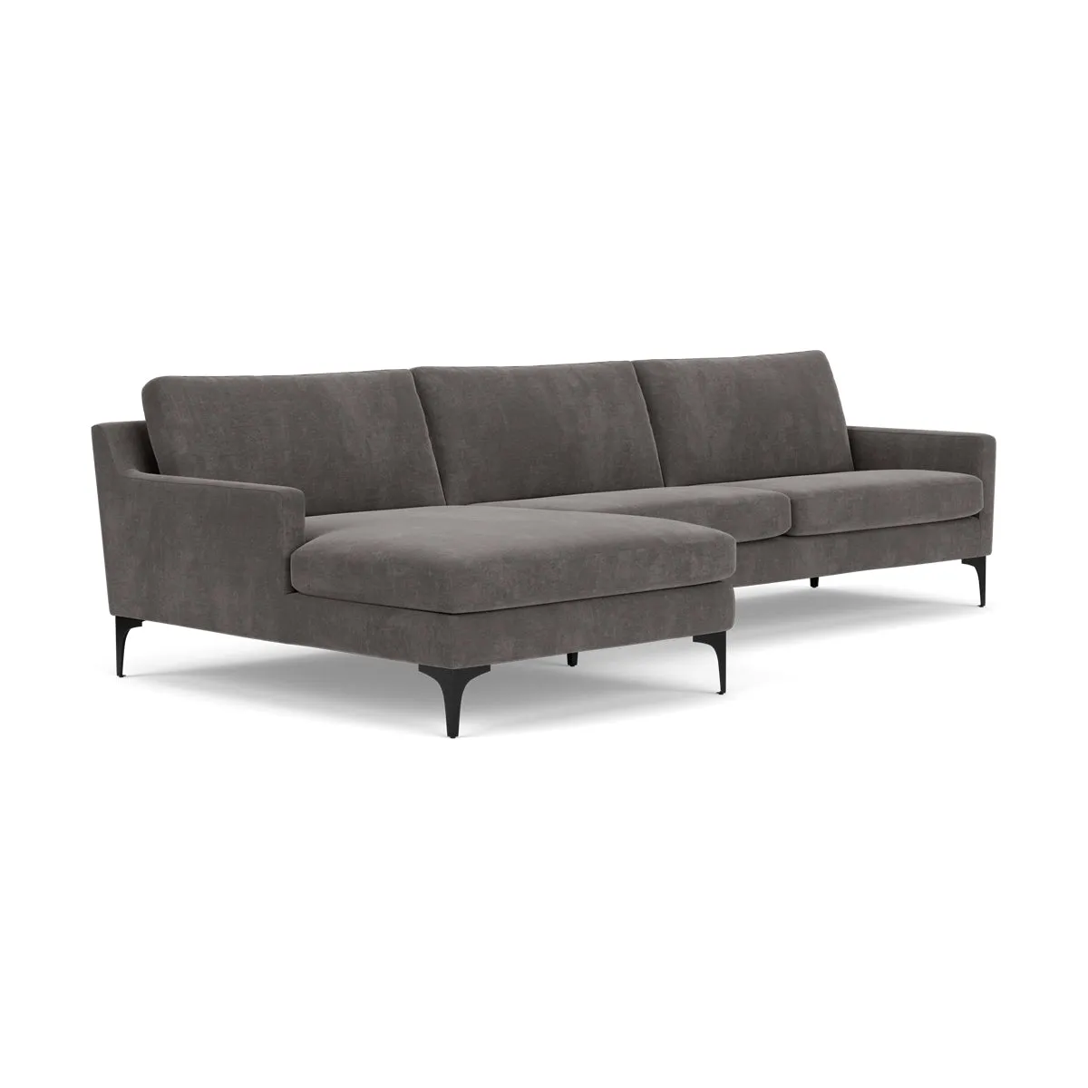Astha Fabric Left Chaise Sofa (Black Metal, Steel Grey)