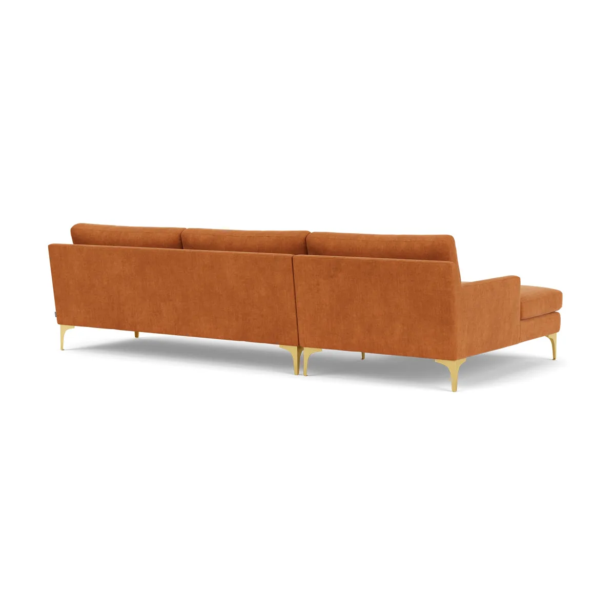 Astha Fabric Left Chaise Sofa (Brass Metal, Amber)