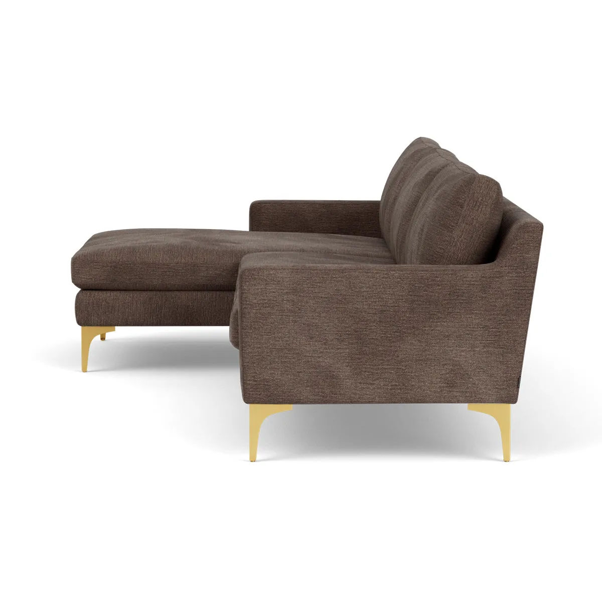Astha Fabric Left Chaise Sofa (Brass Metal, Cacao)