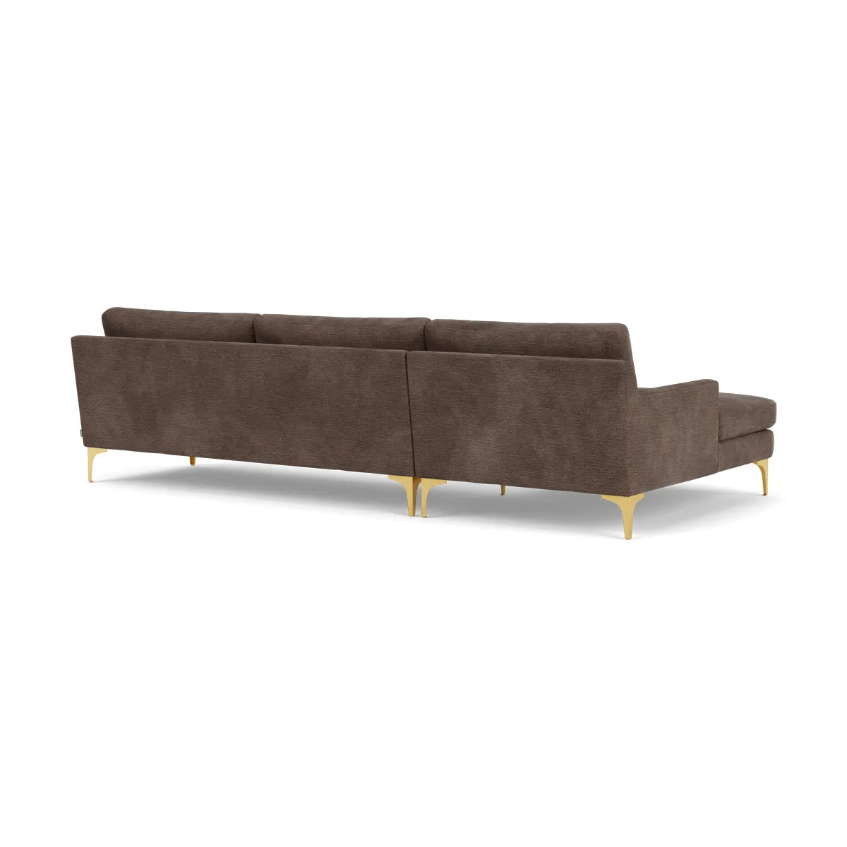 Astha Fabric Left Chaise Sofa (Brass Metal, Cacao)
