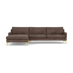 Astha Fabric Left Chaise Sofa (Brass Metal, Cacao)