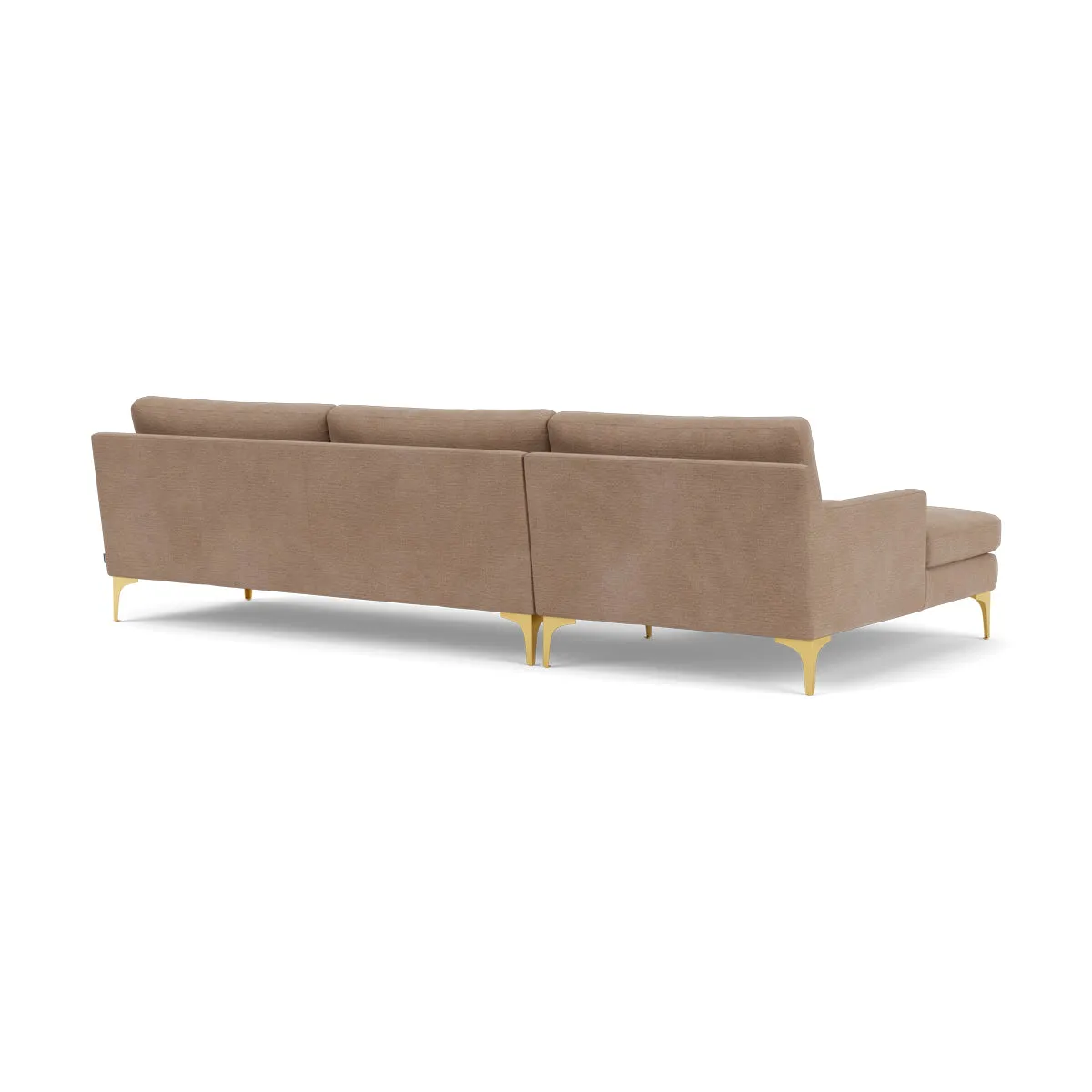 Astha Fabric Left Chaise Sofa (Brass Metal, Caramel)