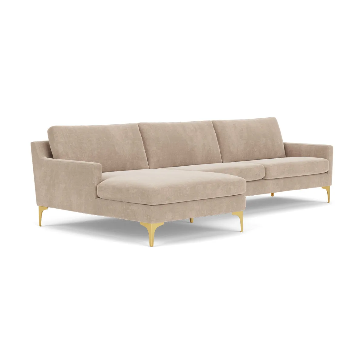 Astha Fabric Left Chaise Sofa (Brass Metal, Danny Cream)