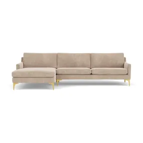 Astha Fabric Left Chaise Sofa (Brass Metal, Danny Cream)