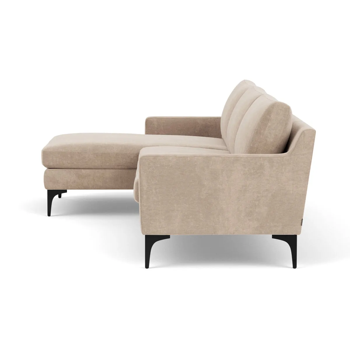 Astha Fabric Left Chaise Sofa (Brass Metal, Danny Cream)