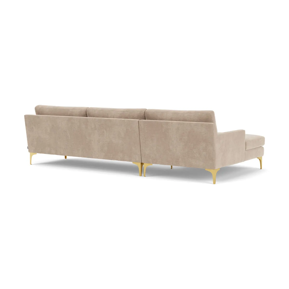 Astha Fabric Left Chaise Sofa (Brass Metal, Danny Cream)