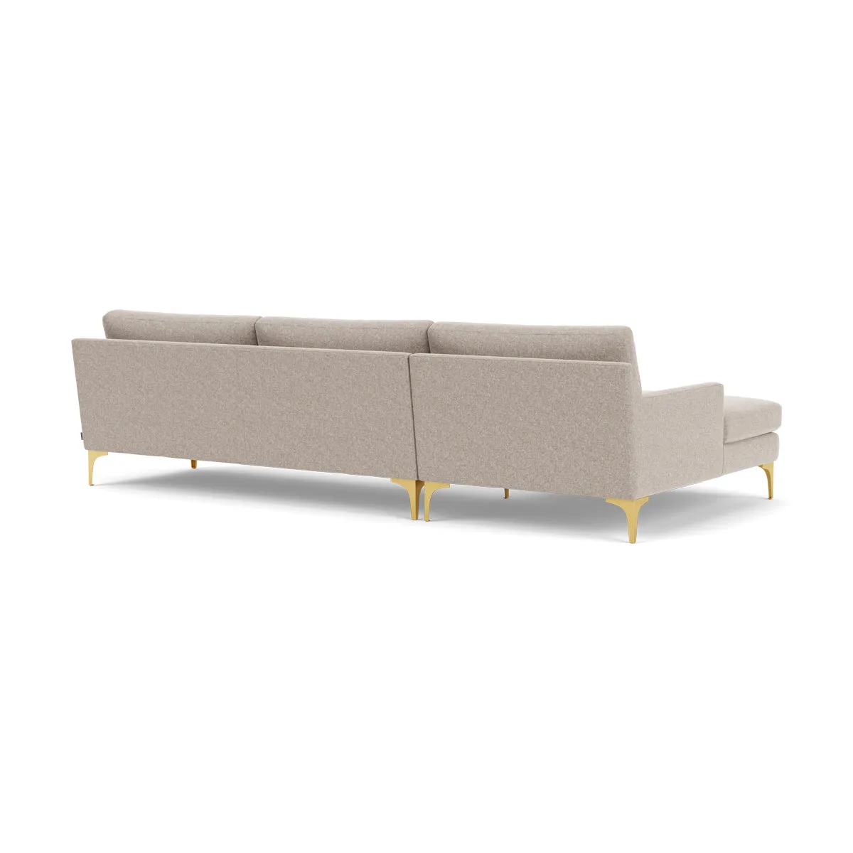 Astha Fabric Left Chaise Sofa (Brass Metal, Stone)