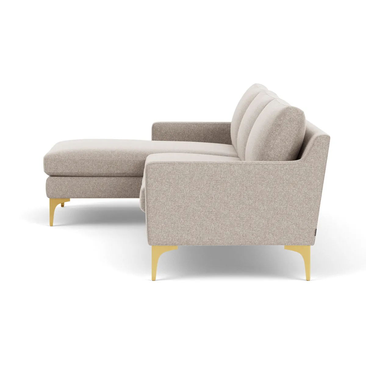 Astha Fabric Left Chaise Sofa (Brass Metal, Stone)