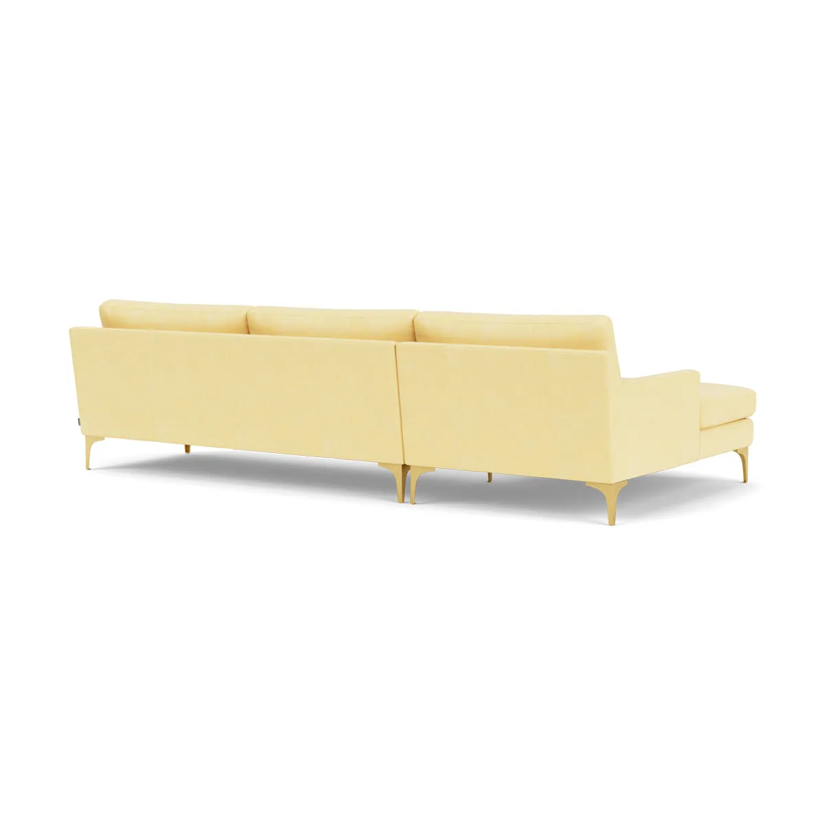 Astha Fabric Left Chaise Sofa (Brass Metal, Sun)