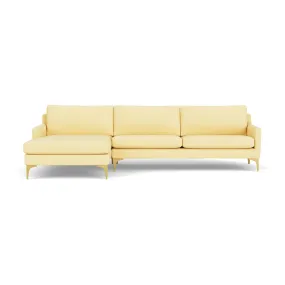 Astha Fabric Left Chaise Sofa (Brass Metal, Sun)