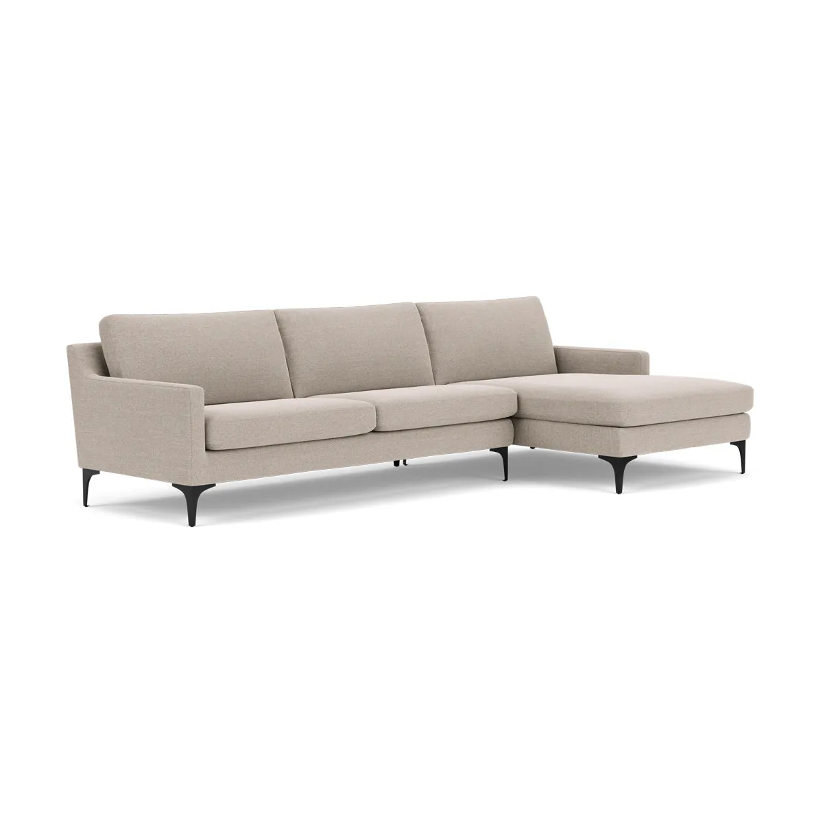 Astha Fabric Right Chaise Sofa (Black Metal, Agnes Brown)