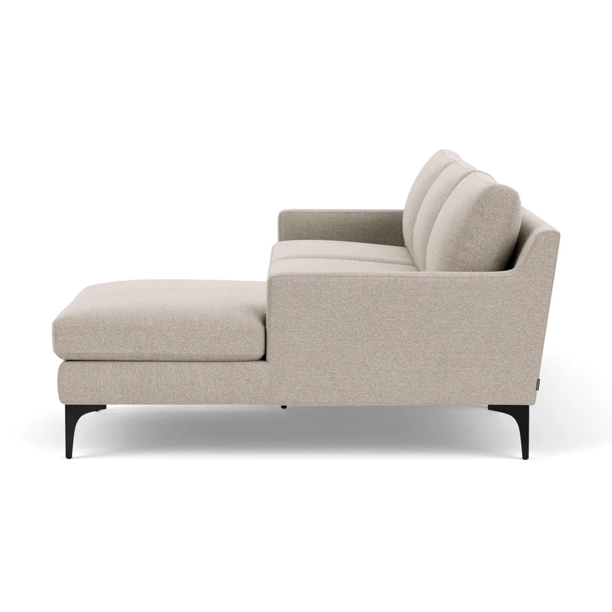 Astha Fabric Right Chaise Sofa (Black Metal, Agnes Brown)