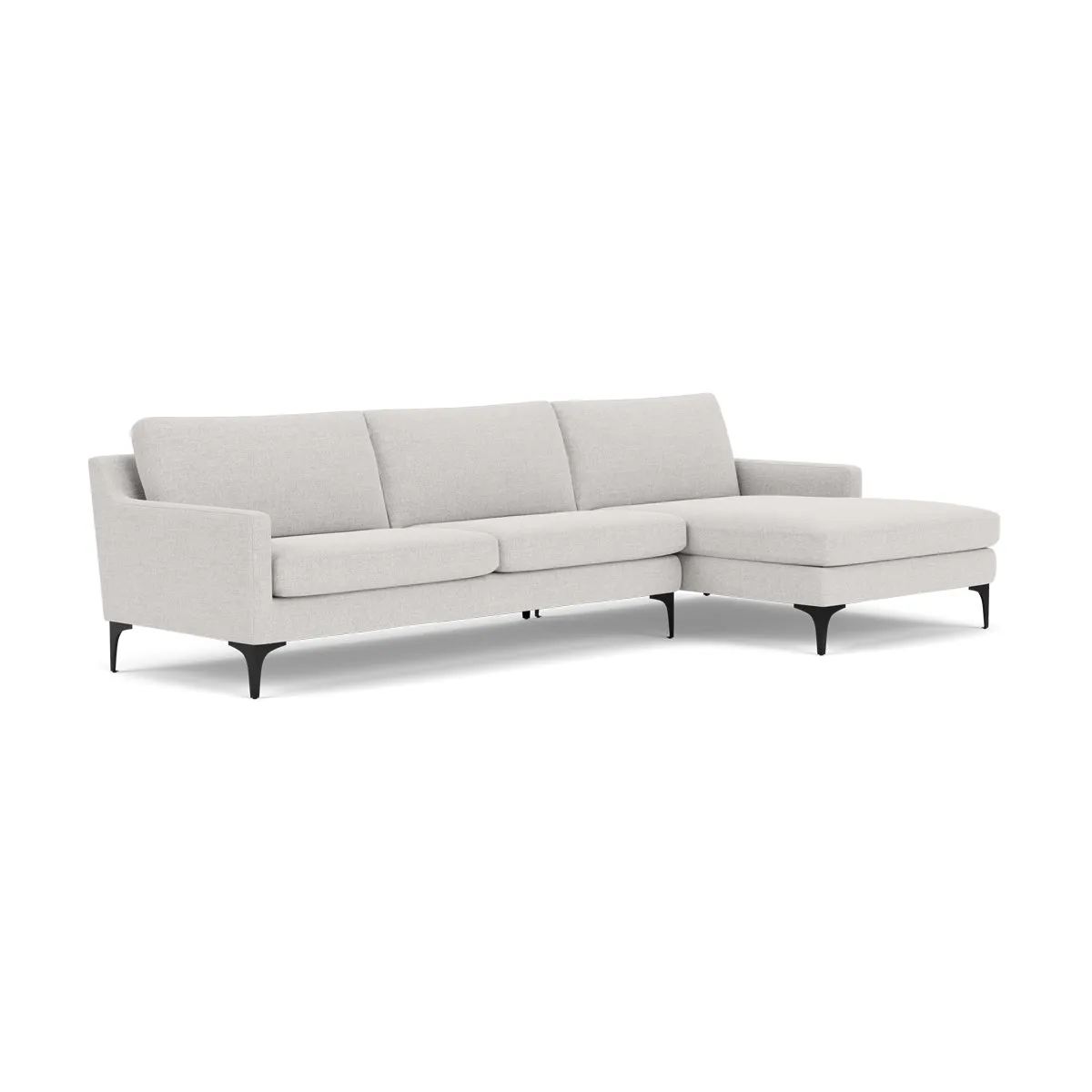 Astha Fabric Right Chaise Sofa (Black Metal, Cool Grey Weave)