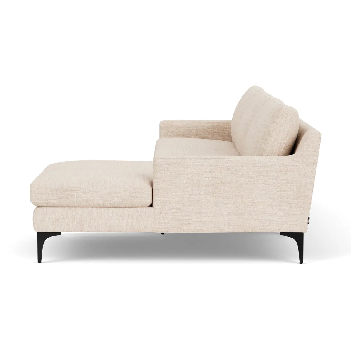 Astha Fabric Right Chaise Sofa (Black Metal, Vega Cream)