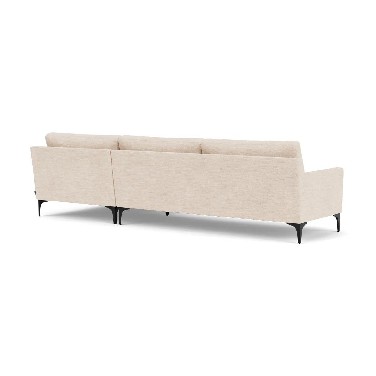 Astha Fabric Right Chaise Sofa (Black Metal, Vega Cream)