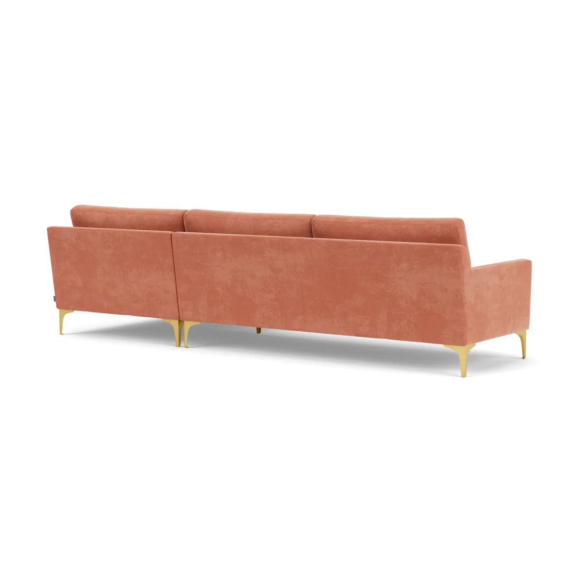 Astha Fabric Right Chaise Sofa (Brass Metal, Dusty Rose)