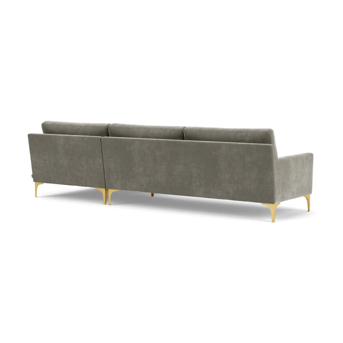 Astha Fabric Right Chaise Sofa (Brass Metal, Grey Green)