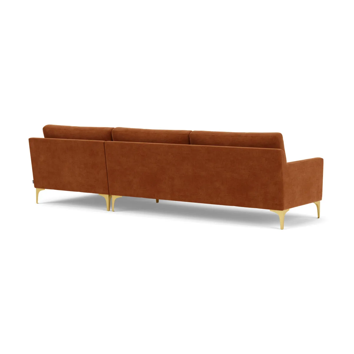 Astha Fabric Right Chaise Sofa (Brass Metal, Moss Rust)