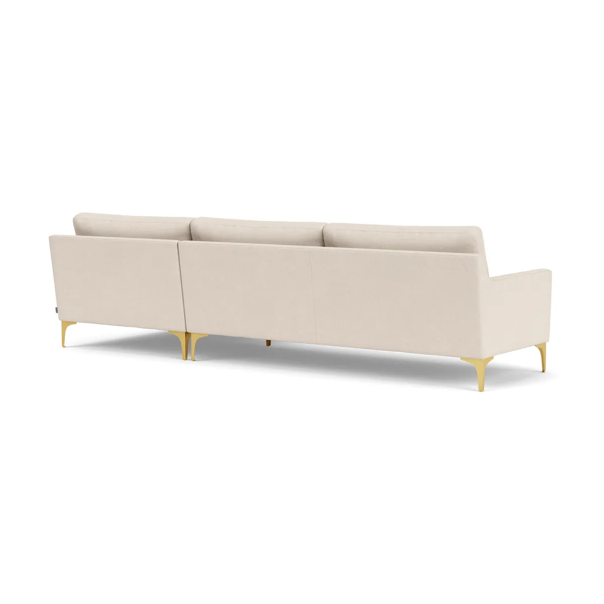 Astha Fabric Right Chaise Sofa (Brass Metal, Sand)