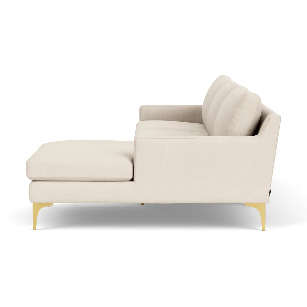 Astha Fabric Right Chaise Sofa (Brass Metal, Sand)