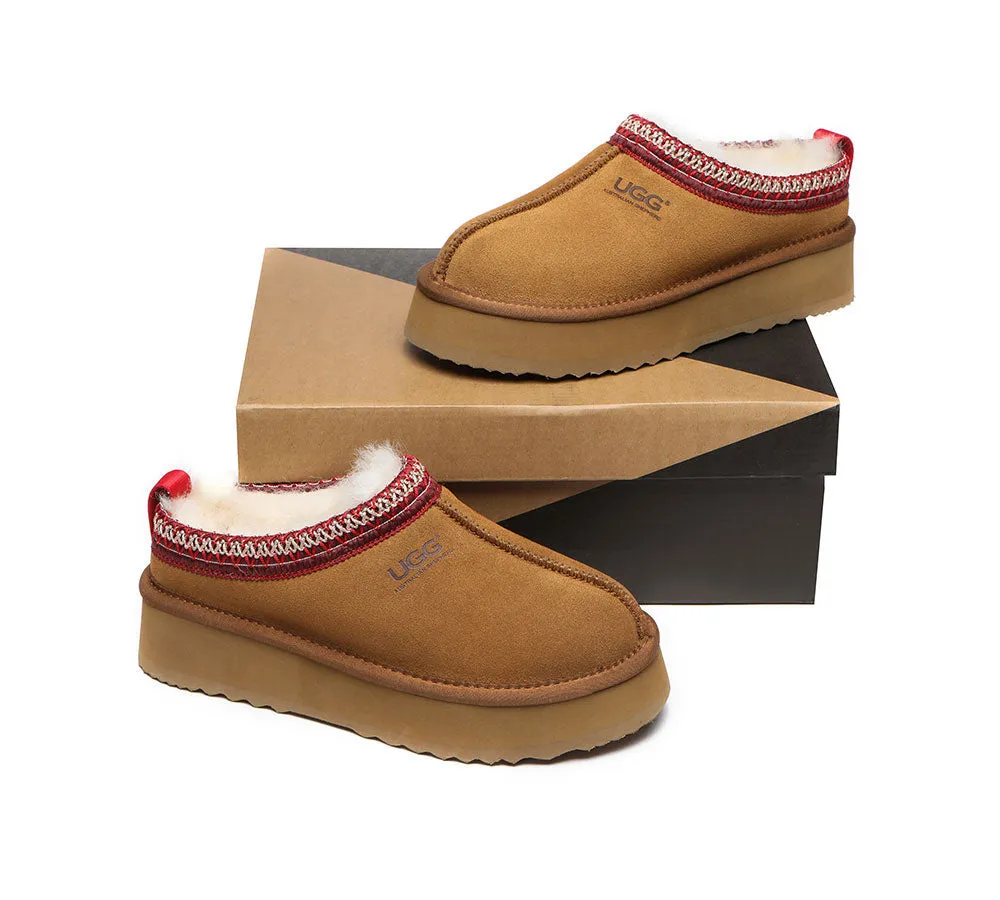 AUSTRALIAN SHEPHERD® UGG Sheepskin Wool Ankle Platform Tazzy Slippers Ventus