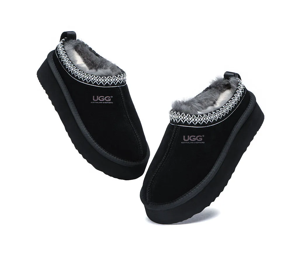 AUSTRALIAN SHEPHERD® UGG Sheepskin Wool Ankle Platform Tazzy Slippers Ventus