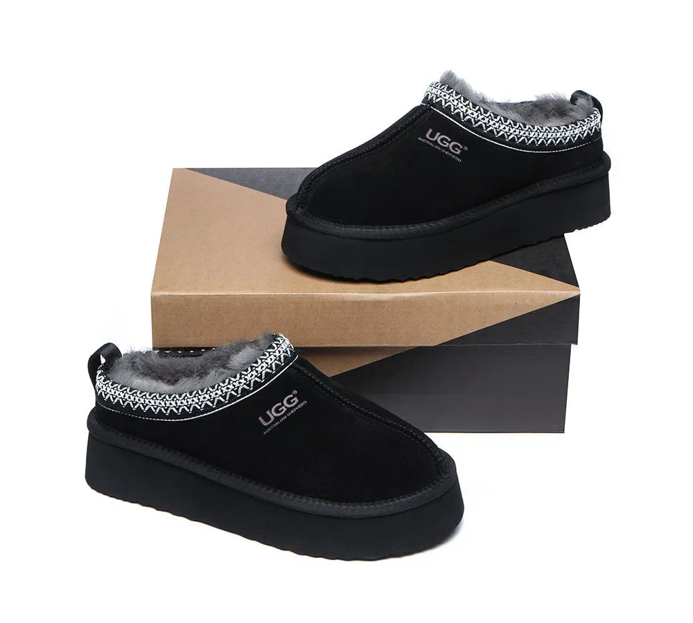 AUSTRALIAN SHEPHERD® UGG Sheepskin Wool Ankle Platform Tazzy Slippers Ventus