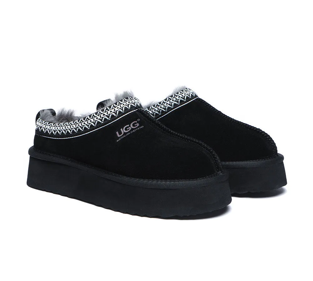 AUSTRALIAN SHEPHERD® UGG Sheepskin Wool Ankle Platform Tazzy Slippers Ventus