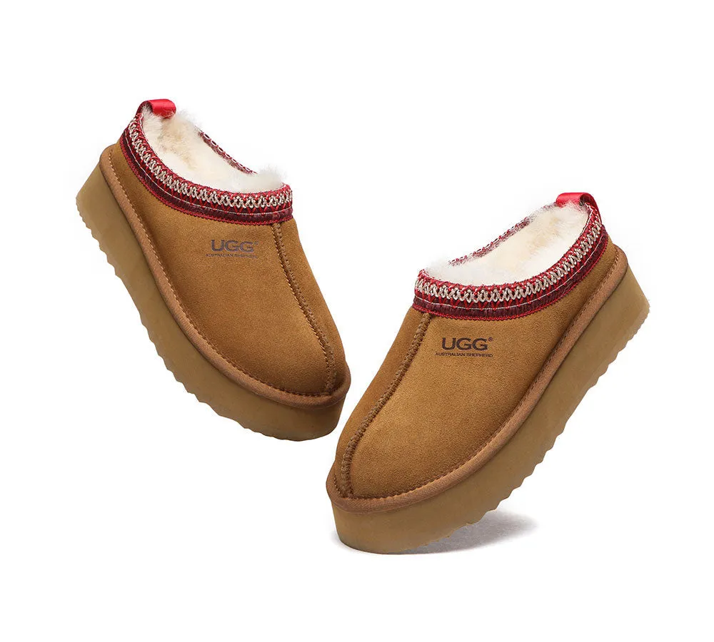 AUSTRALIAN SHEPHERD® UGG Sheepskin Wool Ankle Platform Tazzy Slippers Ventus