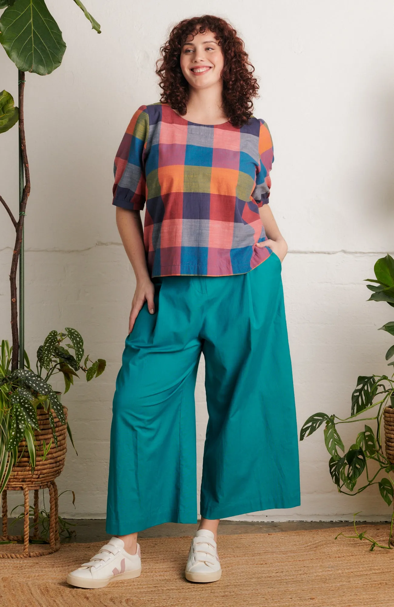 Ava Festival Plaid Top